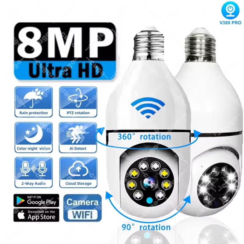 8MP E27 Bulb Surveillance Came - Smart Baby Night Light review and price